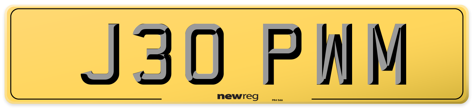 J30 PWM Rear Number Plate