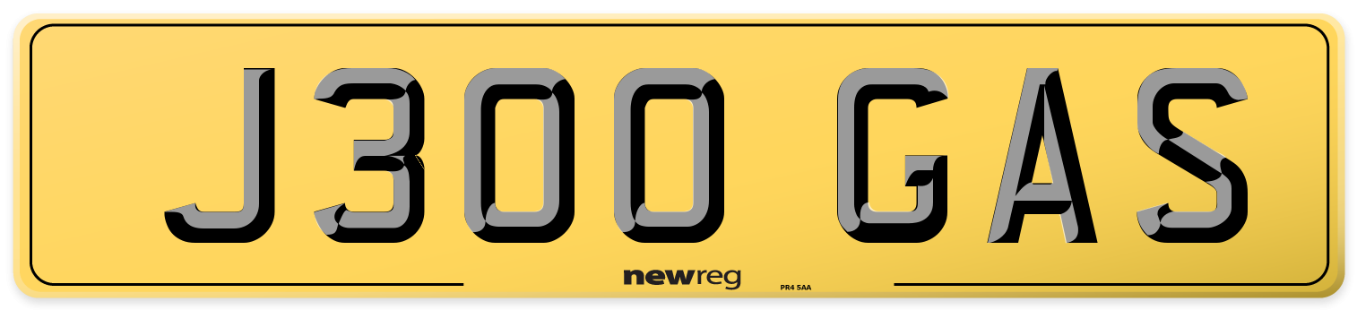 J300 GAS Rear Number Plate
