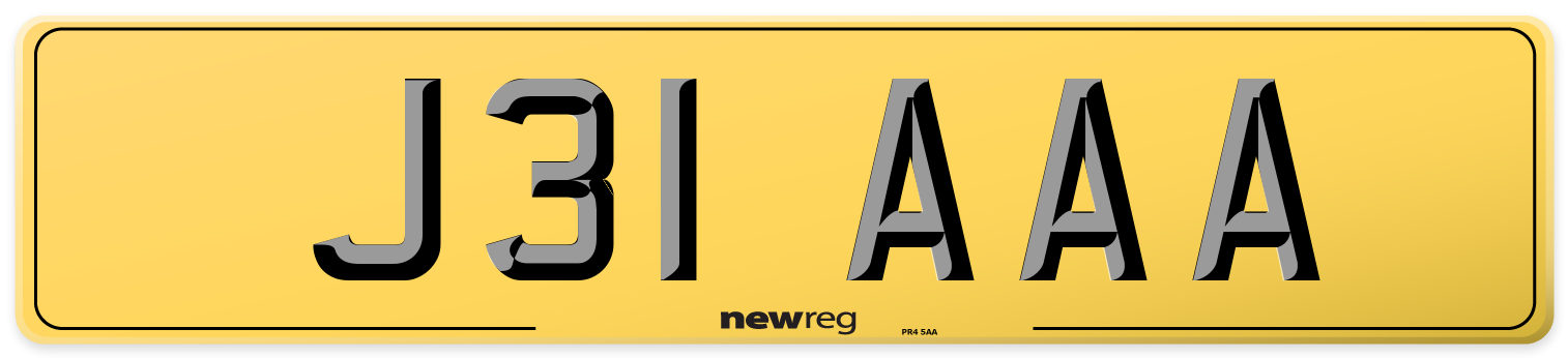 J31 AAA Rear Number Plate