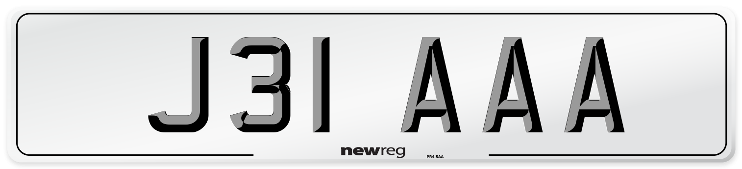 J31 AAA Front Number Plate
