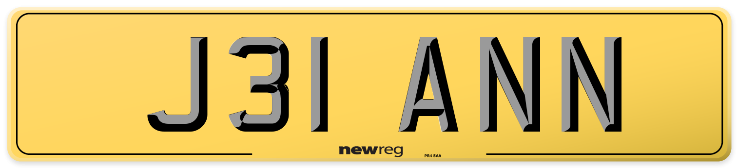 J31 ANN Rear Number Plate