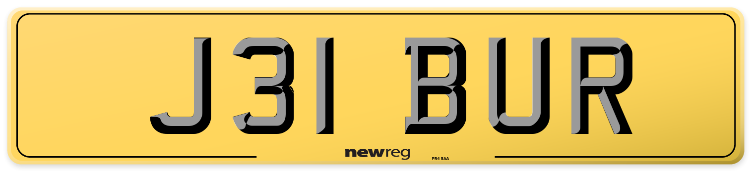 J31 BUR Rear Number Plate