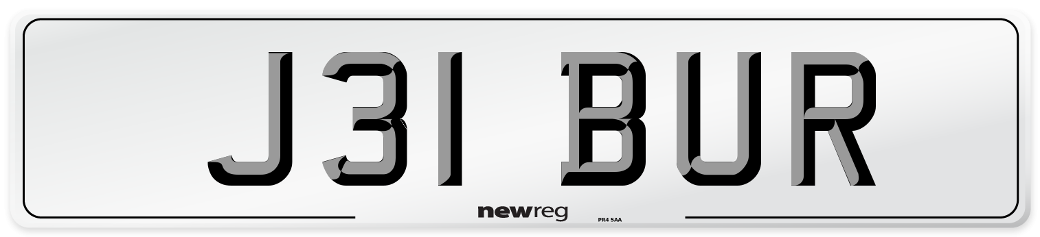 J31 BUR Front Number Plate