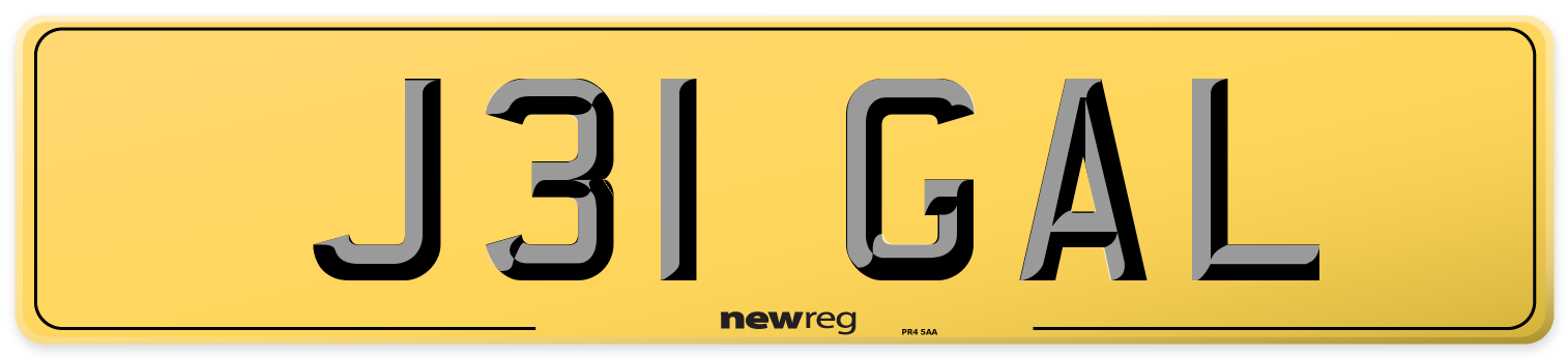 J31 GAL Rear Number Plate