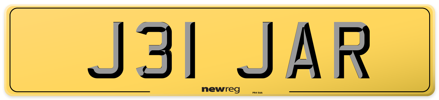 J31 JAR Rear Number Plate