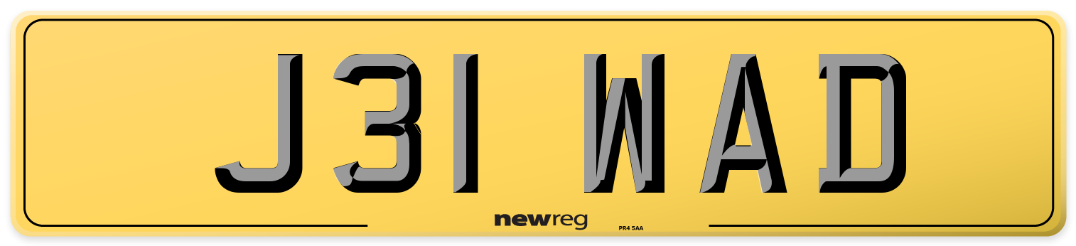 J31 WAD Rear Number Plate