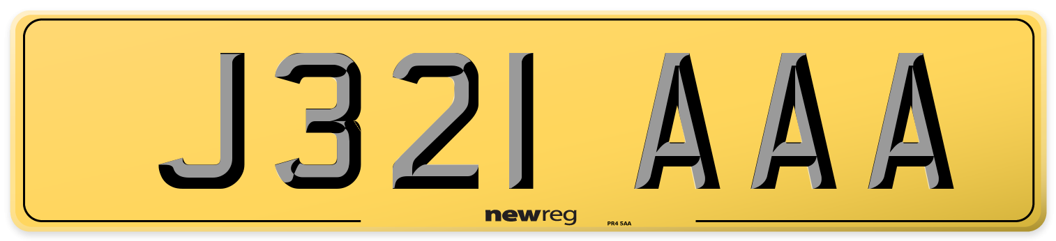 J321 AAA Rear Number Plate
