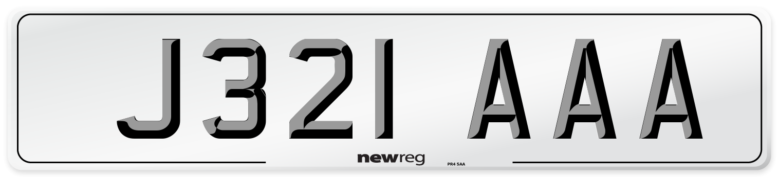 J321 AAA Front Number Plate