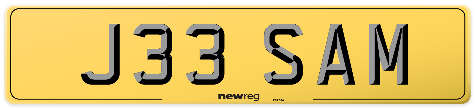 J33 SAM Rear Number Plate