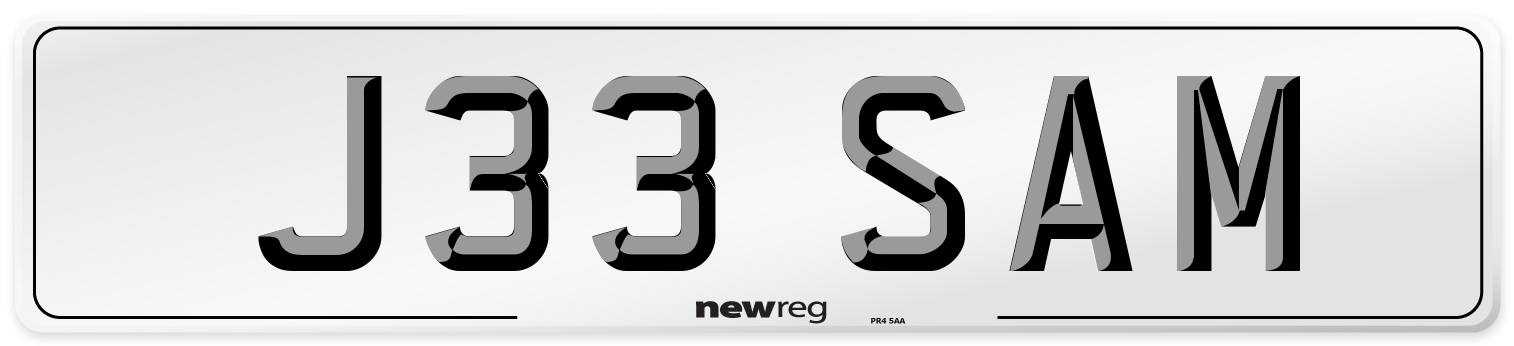J33 SAM Front Number Plate