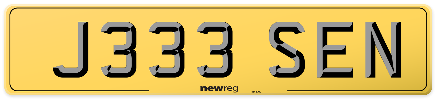 J333 SEN Rear Number Plate