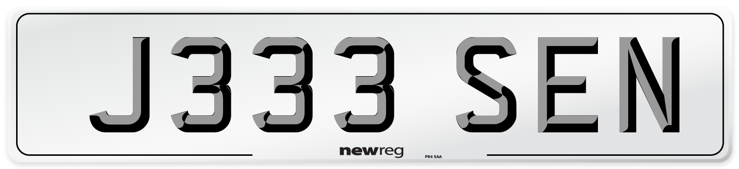 J333 SEN Front Number Plate