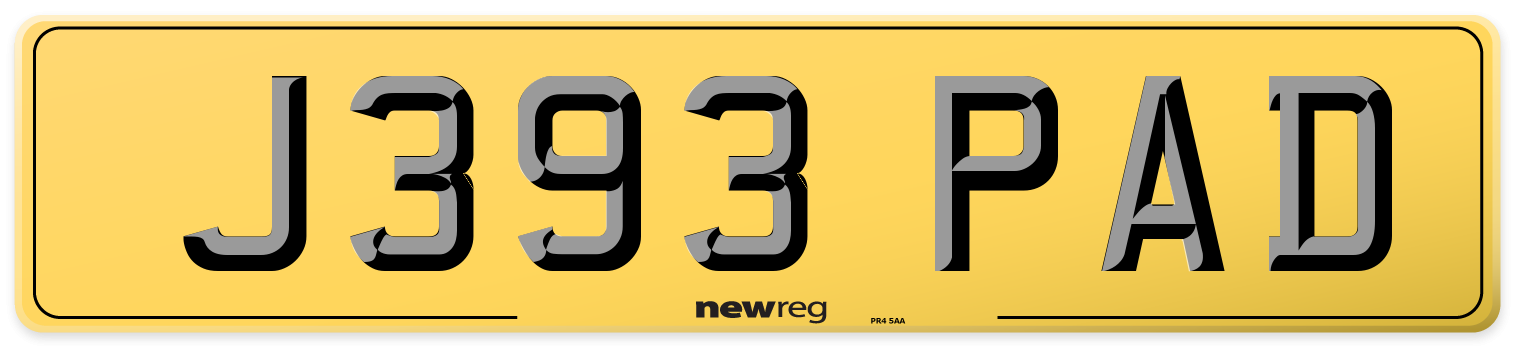 J393 PAD Rear Number Plate