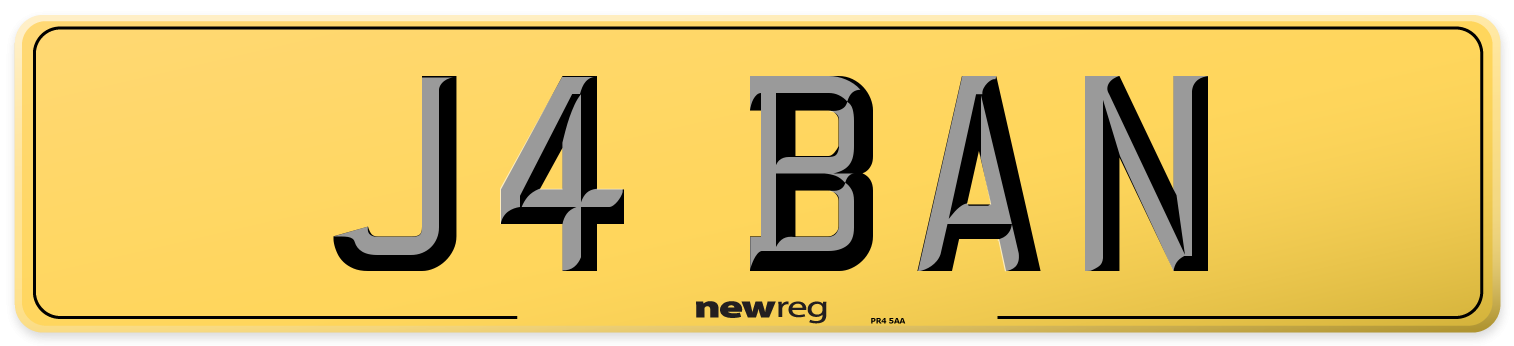 J4 BAN Rear Number Plate