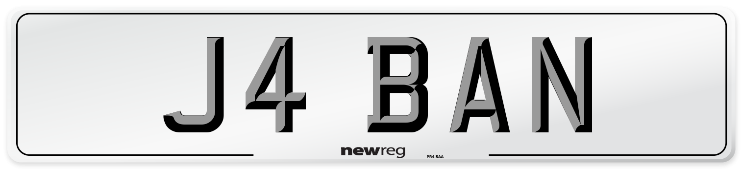 J4 BAN Front Number Plate