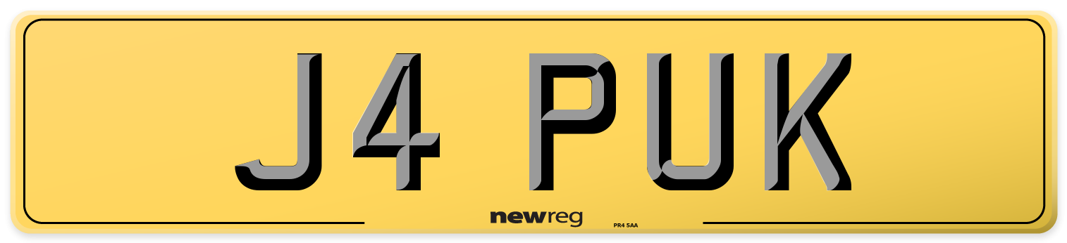 J4 PUK Rear Number Plate