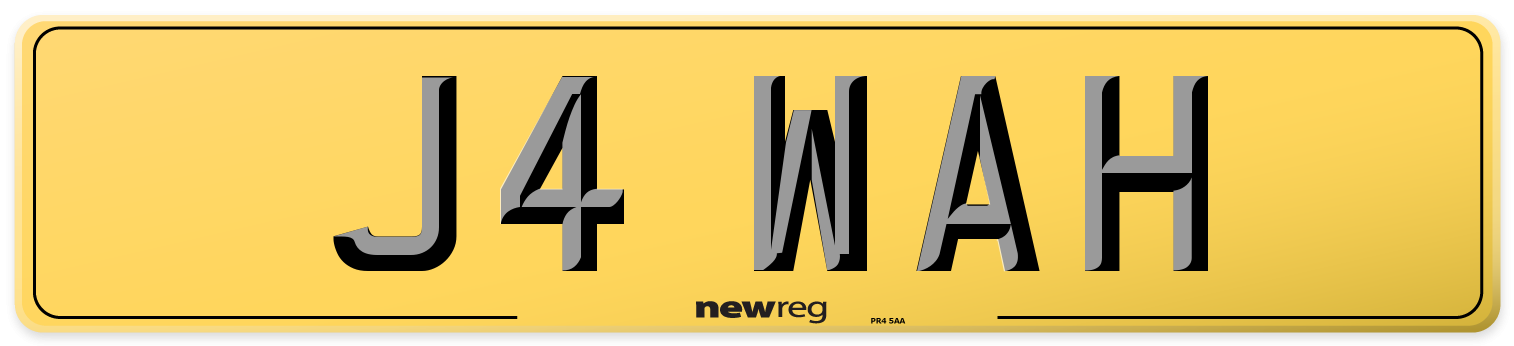 J4 WAH Rear Number Plate