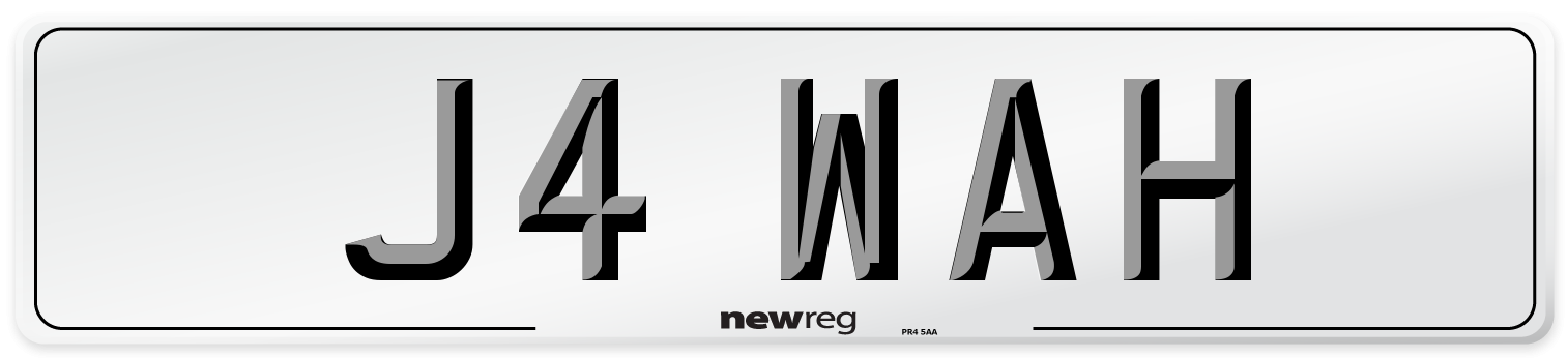 J4 WAH Front Number Plate