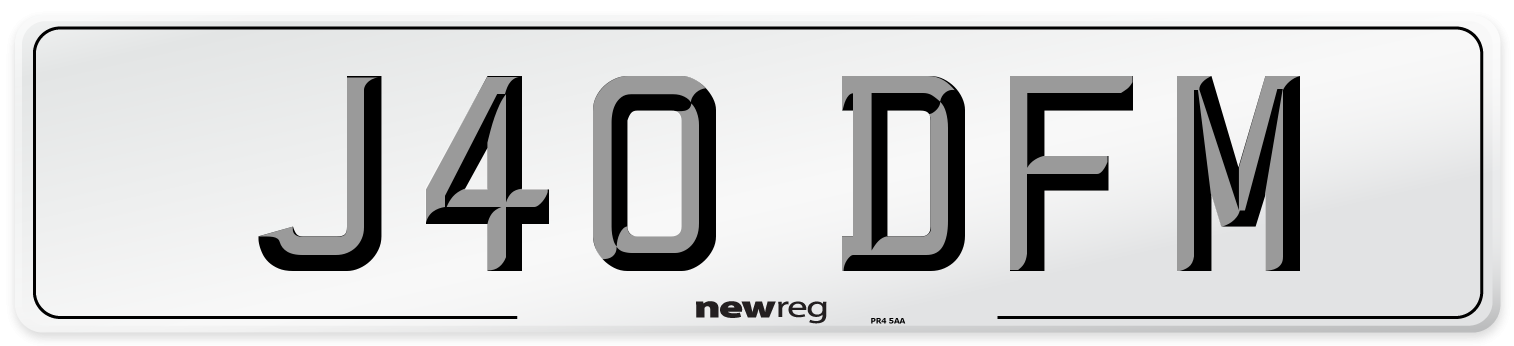 J40 DFM Front Number Plate