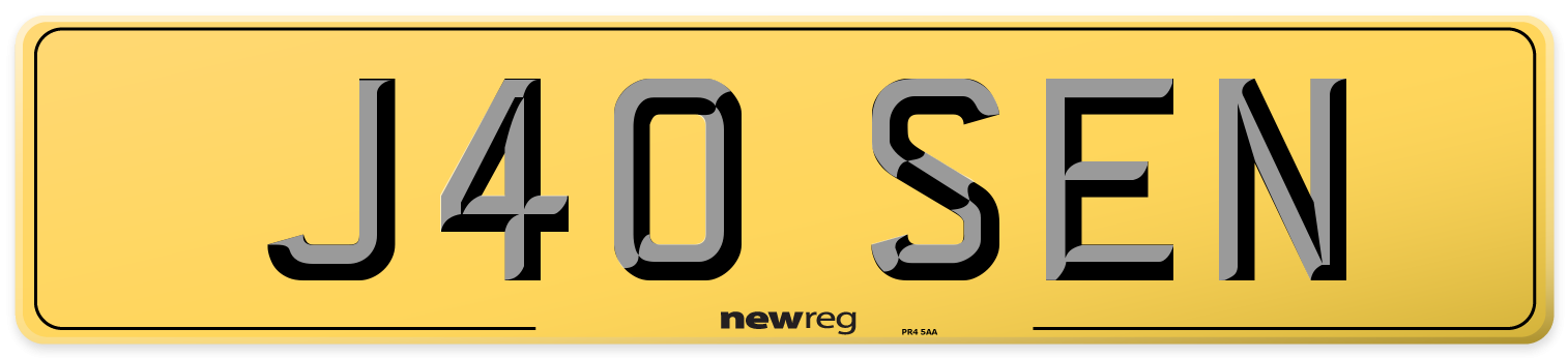 J40 SEN Rear Number Plate