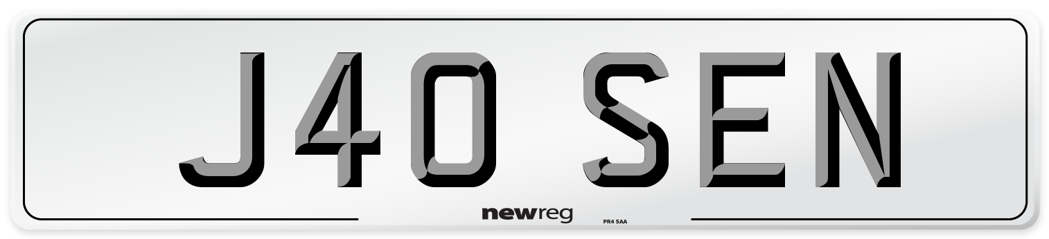 J40 SEN Front Number Plate
