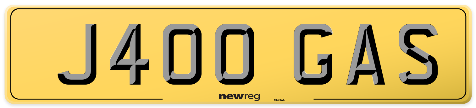 J400 GAS Rear Number Plate