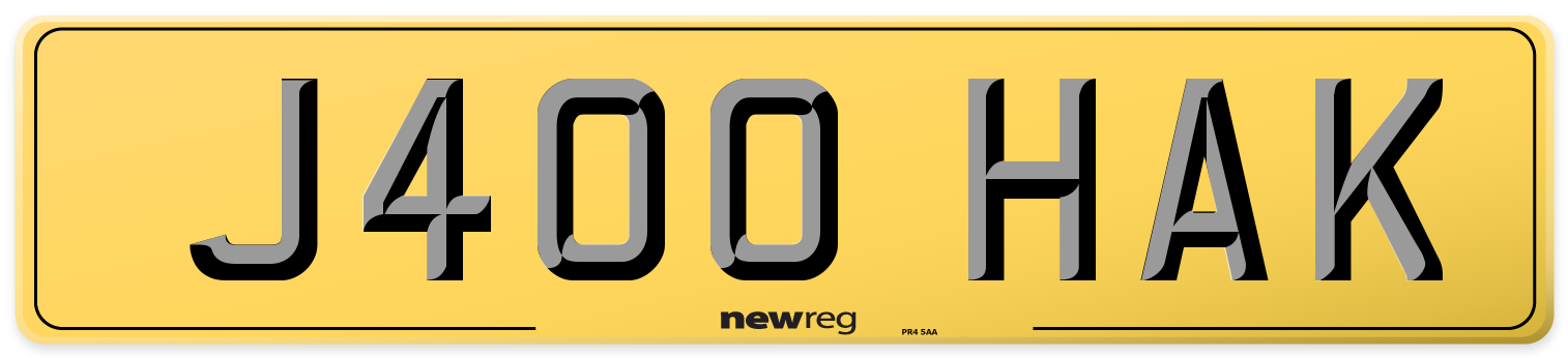 J400 HAK Rear Number Plate