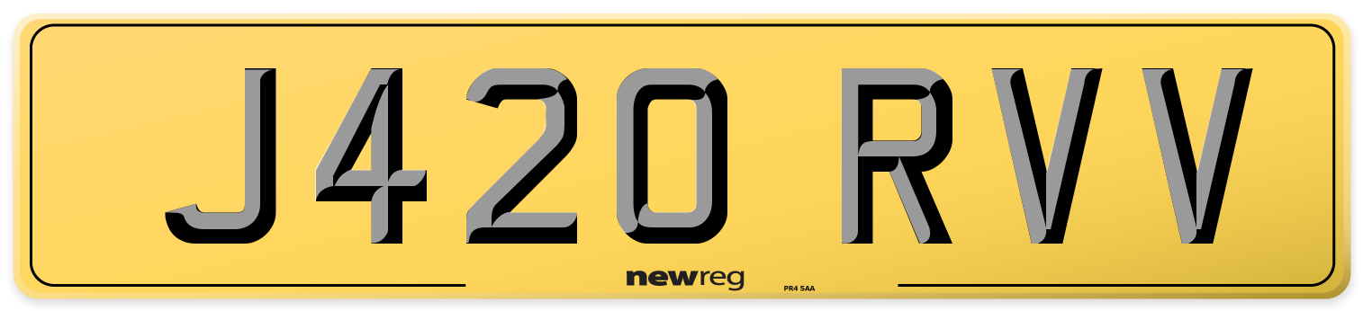 J420 RVV Rear Number Plate