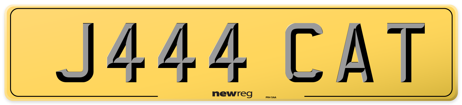 J444 CAT Rear Number Plate