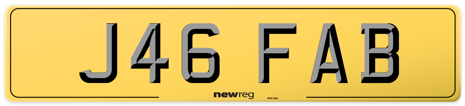 J46 FAB Rear Number Plate