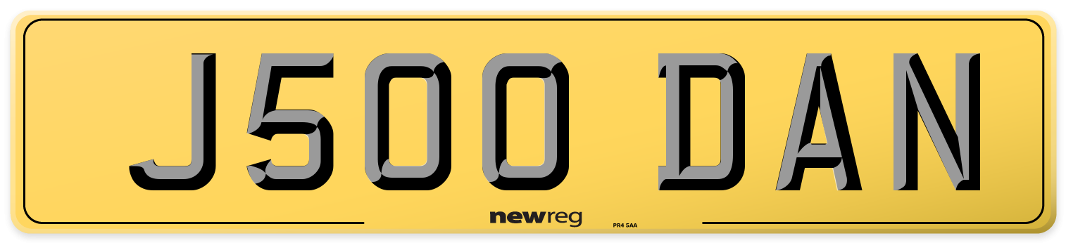 J500 DAN Rear Number Plate