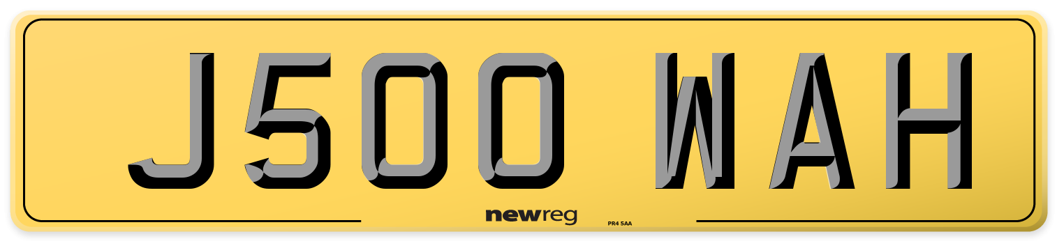 J500 WAH Rear Number Plate