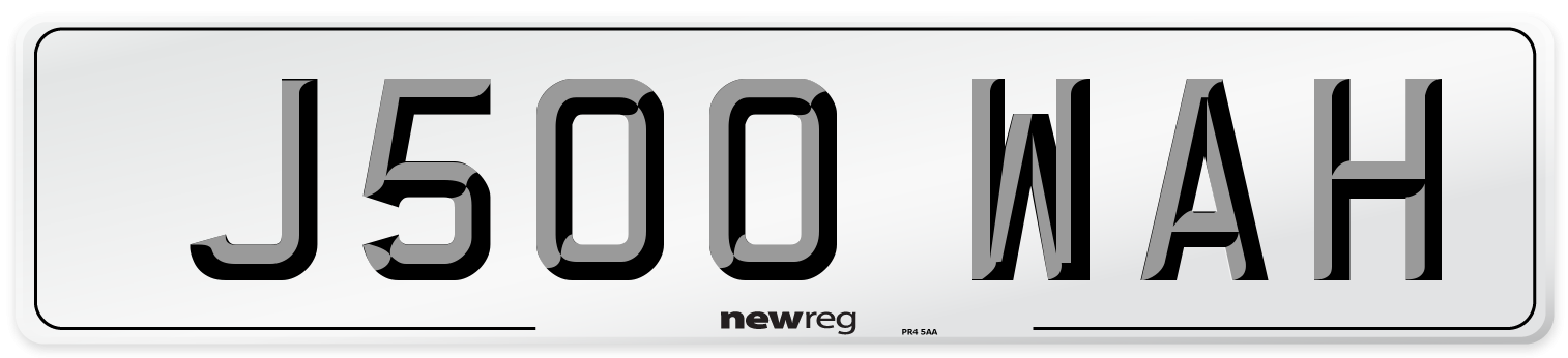J500 WAH Front Number Plate
