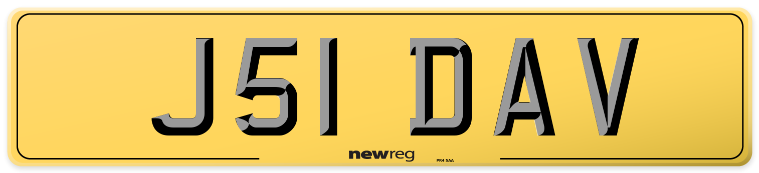 J51 DAV Rear Number Plate