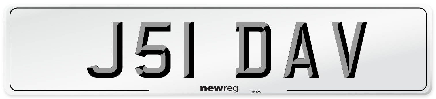 J51 DAV Front Number Plate