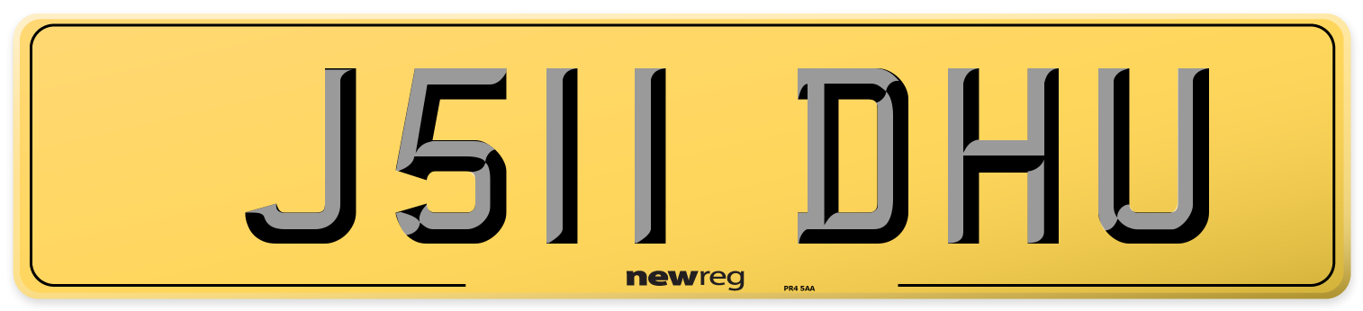 J511 DHU Rear Number Plate