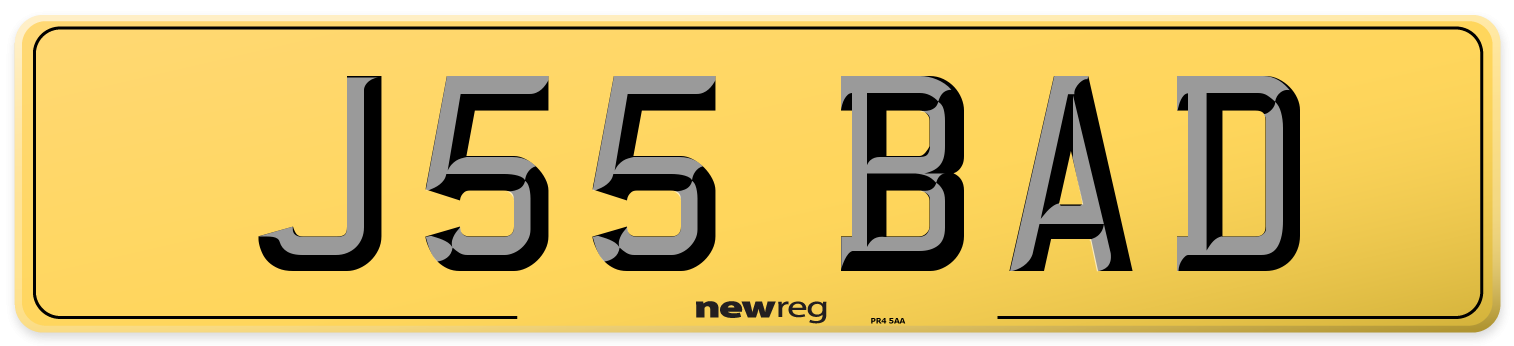 J55 BAD Rear Number Plate
