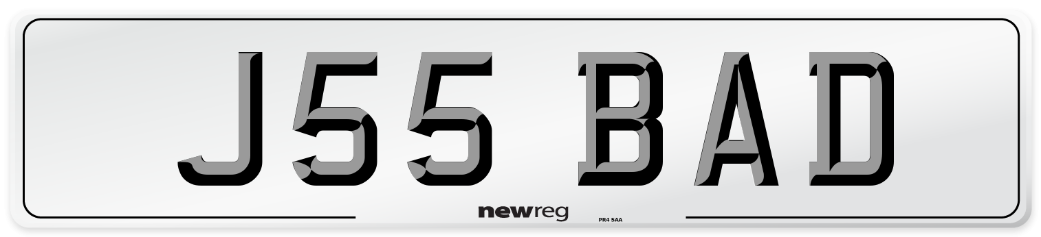 J55 BAD Front Number Plate