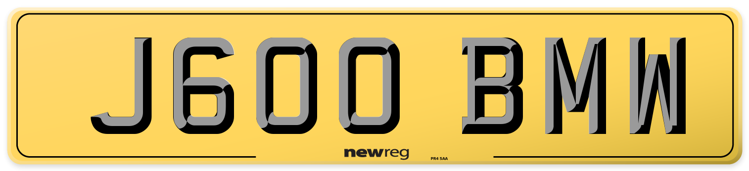J600 BMW Rear Number Plate