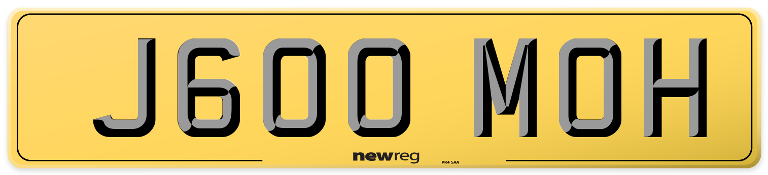 J600 MOH Rear Number Plate
