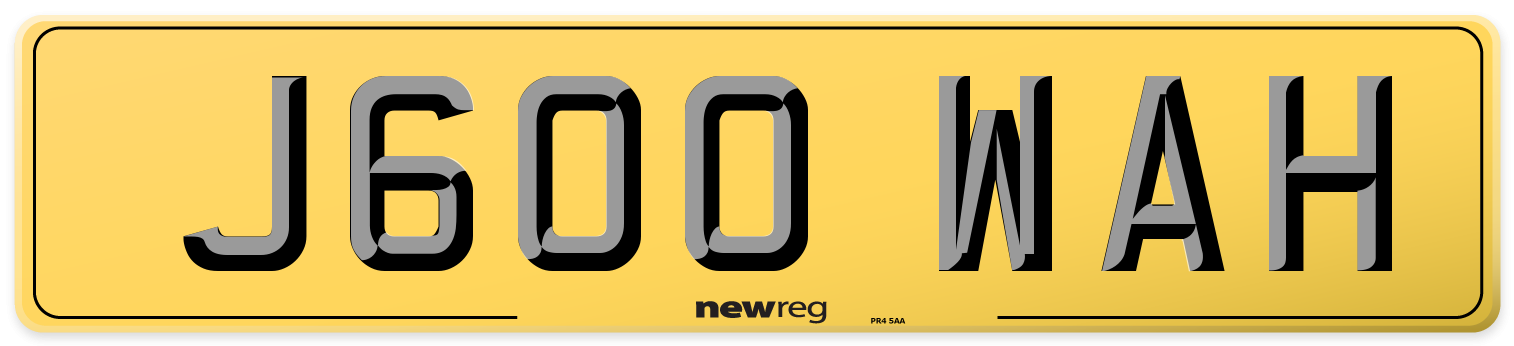 J600 WAH Rear Number Plate