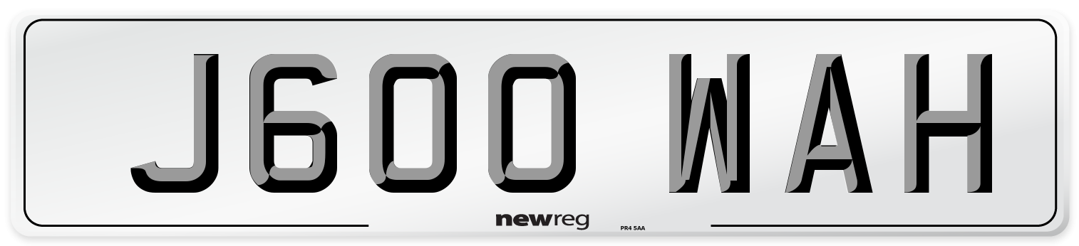 J600 WAH Front Number Plate