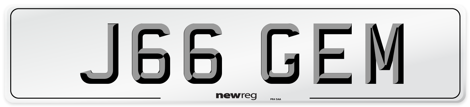 J66 GEM Front Number Plate