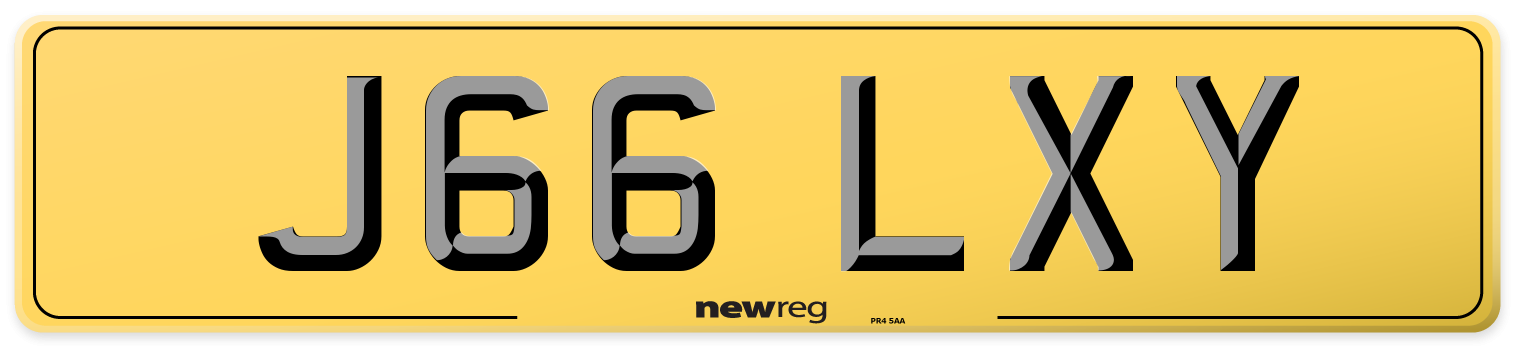 J66 LXY Rear Number Plate