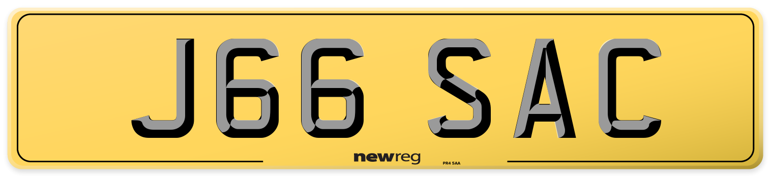 J66 SAC Rear Number Plate
