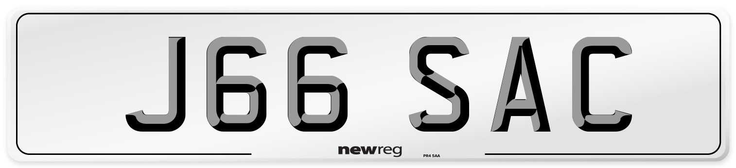 J66 SAC Front Number Plate
