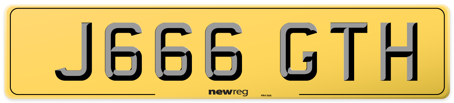 J666 GTH Rear Number Plate