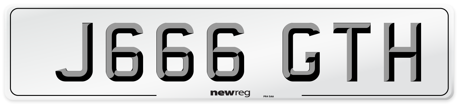 J666 GTH Front Number Plate