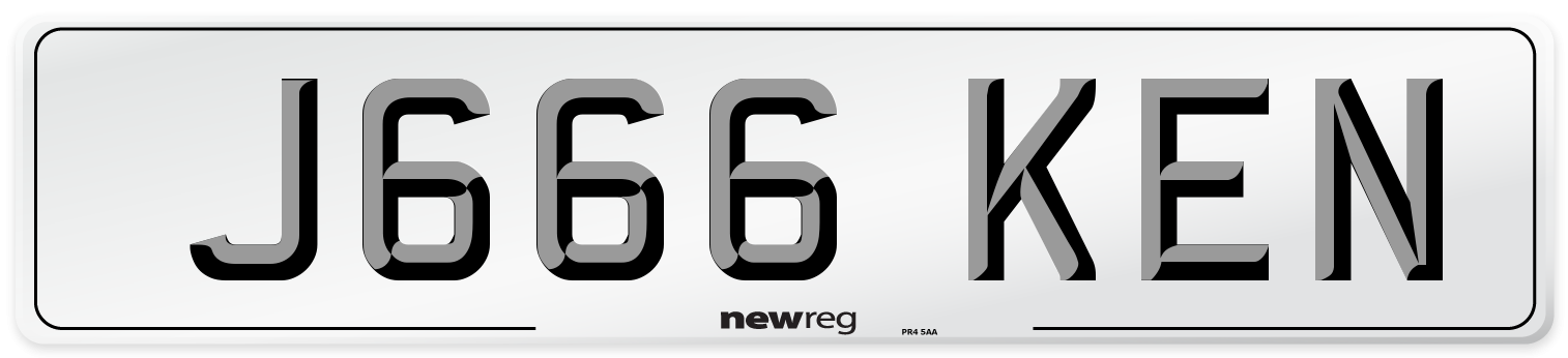J666 KEN Front Number Plate