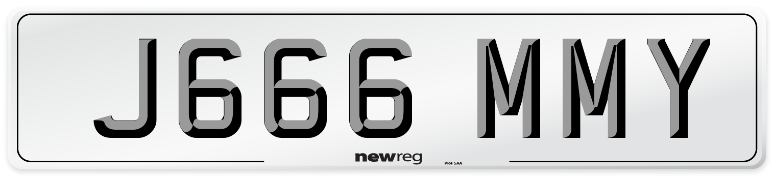 J666 MMY Front Number Plate